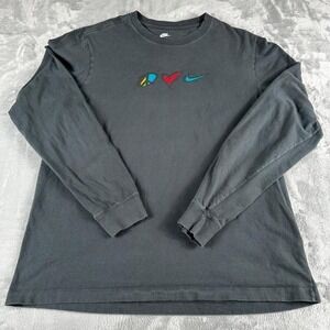 Nike Love And Peace Graphic Tshirt Womens Large Gray Y2K Retro Sporty Streetwear